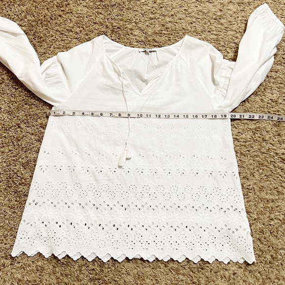 [Madewell] White Tassel Tie Top Eyelet Cutout Scallop Hem Size XSmall - Picture 11 of 11